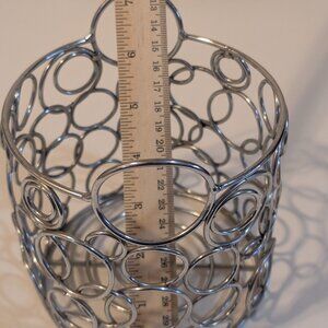Silver Metal Abstract Design candle holder